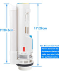 2 Inch Dual Flush Toilet Valve Repair Kit For Two Piece Toilets With Top Push Button showing dimensions for fit