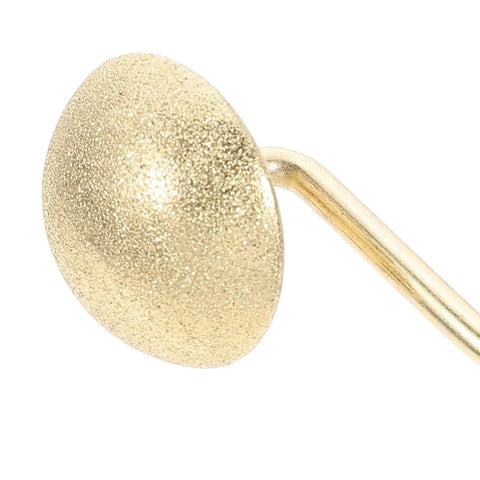 Close-up of frosted hemisphere ring from Heavy Duty Shower Curtain Hooks Set 12 Pc Zinc Frosted Hemisphere Rings Glide Smoothly for Bathroom Rods Durable Rust Resistant No Fuss Install Farmhouse Style Easy Closet Replacement.