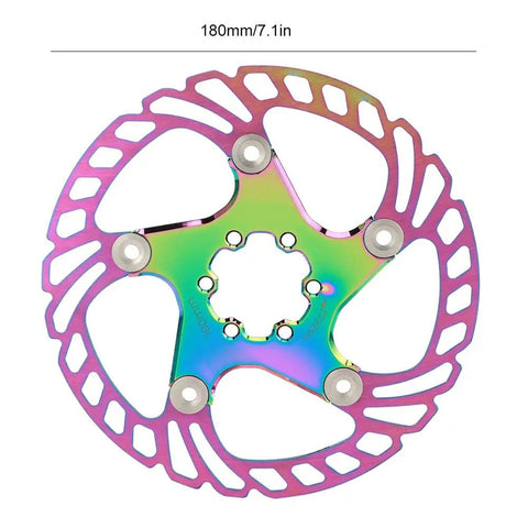 Premium Mountain Bike Disc Brake Pads 180mm Five Nail Tech stainless steel and aluminum alloy backing plate with multi-colored coating.