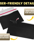 Bulk 500 Pack Trading Card Envelopes 7 By 4.35 Inch Mailers For Shipping with self-seal and easy-open black envelopes