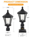 Product dimensions of Dusk To Dawn Outdoor Post Lights With Pier Mount Base In Black Weatherproof Aluminum 20 Inch Exterior Pillar Coach Light With Clear Glass.