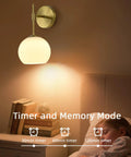 Battery Operated Wall Sconces Set Of Two Rechargeable Gold Milk Glass Wireless Lighting illuminating a cozy bedroom.