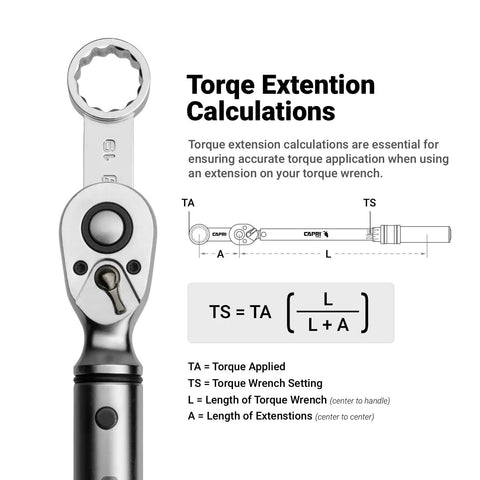 Three Eighth Inch Drive Torque Adapter 12mm 12 Point Box End with torque extension calculations diagram