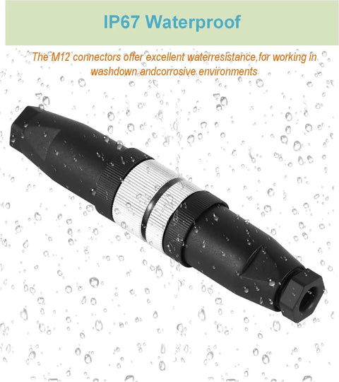 10 Pack M12 5 Pin Panel Mount Aviation Connectors Set Straight Male And Female Waterproof IP67 circular wire connector