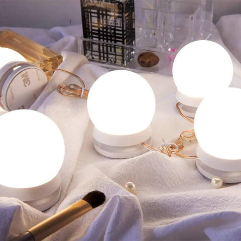 Hollywood Style LED Vanity Lights For Mirror With Dimmer And 12V Adapter Stick On Makeup Vanity Lighting Kit 10 Dimmable Bulbs