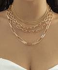 Layered Five Layer Gold Plated And Silver Tone Paperclip Chain Necklace Set For Women 18 Inch With Extension Rope And Ball Chains