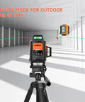 4D Laser Level With Tripod And Dual Batteries 360 Self Leveling Green Beam For Construction Worksite Ready Floor Tiling And Ceiling Alignment In A Pro Grade Toolbox Kit Class II Y4 360G in action on a construction site with pulse mode for outdoor use up to 197ft.
