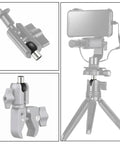 Heavy Duty 17mm Ball Head Mount With 1/4-20 Thread Aluminum Screw Adapter For Action Cameras, Smartphones, GPS Devices And Tripods, Vibration Free Stable Mount For Photo And Video, shown on tripod
