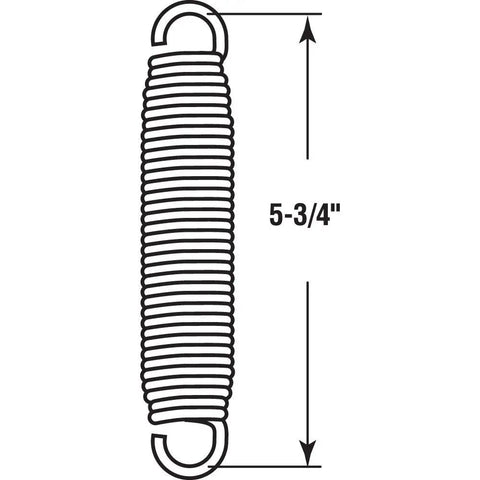 Extension Spring 0.120 Gauge 1-1/16 Inch Outer Diameter 5-1/2 Inch Overall Length Nickel Plated Spring Steel with Single Loop Open Ends diagram
