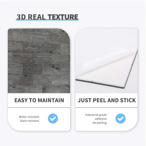 Peel And Stick Wood Wall Panels Gray Pack Of 10 Sheets, DIY Friendly Accent Wall Or Backsplash With Distressed Wood Grain, Waterproof And Heat Resistant, Easy Install For Fast Renovations