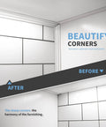 Before and after of Peel And Stick Flexible Quarter Round Molding Trim For Walls Ceilings, Four Fifths Inch Wide, White, Easy Install