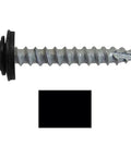 Side view of Bulk 250 Heavy Duty Black Hex Washer Roof Screws One And One Half Inch Self Tapping Metal To Wood With EPDM Washer