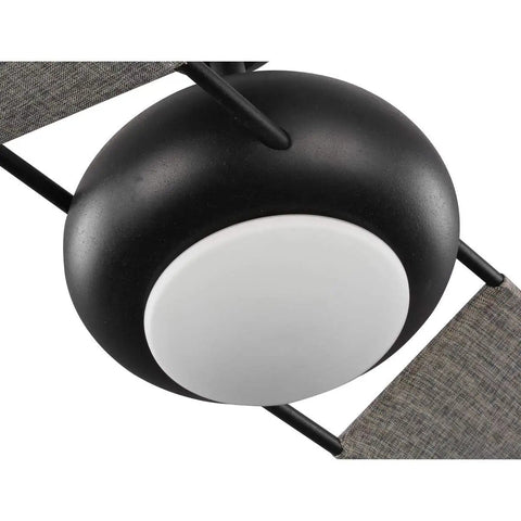 Close-up of Edisto 54 Inch Indoor Outdoor Ceiling Fan With Two Canvas Wrapped Blades, UV Inhibitors, and Charcoal Finish