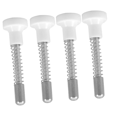 Four silver and white spring loaded plunger latches from 20 Pack Spring Loaded Plunger Latches For Cribs And Windows Screens Easy Install Fastening