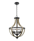 Five Light Rustic Modern Foyer Chandelier With Reclaimed Oak Wood Finish And Black Metal Frame Delivers Warm Ambient Dope Farmhouse Vibe