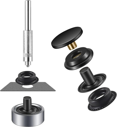 18 Sets Snap Fastener Kit 15mm Metal Snaps For Leather Bags Jeans Clothes And Fabric Black Great For Bag Making And Garment Repairs With Easy To Install Tools DIY Ready