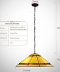 Cream Cross Tiffany Pendant Light With Vintage Vibe Glass, stained glass hanging lamp measurement diagram, 16 inch, indoor use