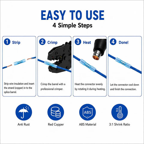 Heavy Duty Heat Shrink Butt Connectors Waterproof Marine Grade Wire Connector Kit No Sweat Dual Wall Sealed Crimp Terminals Road Ready For Autos And Boats 300 Piece Set step-by-step usage guide
