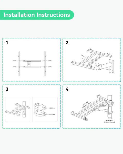 Installation guide for Heavy Duty Pole Mount Bracket For Solar Panels 50W To 150W With Adjustable Tilt and Galvanized Steel Construction.
