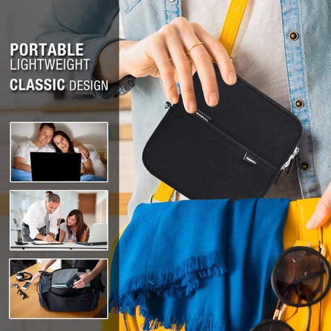 External CD DVD Drive For Laptop And Mac With Case USB 3 Type-C Plug And Play For Reading Burning And Watching CDs And DVDs On The Go Wide Compatibility Compact Portable Design, black zip case