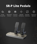 SR-P Lite Pedals with adjustable high-strength steel pedal spacing, detachable setup for R3 Direct Drive Steering Wheel And Pedals Kit.