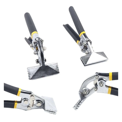 Sheet Metal Bending Pliers Set, Two Pack Three And A Quarter Inch Hand Tools For Metal Forming, with nickel plated steel and ergonomic grips.