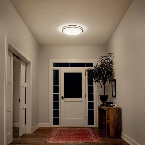 Entryway featuring Avon 14 Inch LED Flush Mount With Acrylic Diffuser In Brushed Nickel For A Modern Home Or Office.