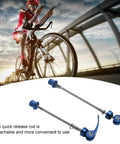 Cyclist on bridge with 2 Pack Aluminum Alloy Bicycle Quick Release Skewers For Front 100mm And Rear 135mm Axles Red Color