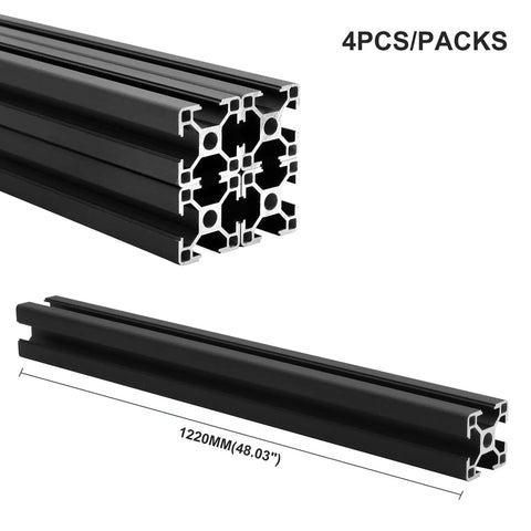 Beefy 3030 Aluminum Extrusion T Slot Rail Kit 48 Inch Black 4 Pack European Standard 30x30 Extruded Aluminum T Slot 30 Series Profile DIY Builds And Projects, 1220mm rail