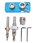 Versatile Heavy Duty Aluminum Profile Hole Punch Kit With M6 And M8 Step Drill Bits For Accurate Positioning On 20 30 40 Series Industrial Frame Structures And Machinery Installations. blue aluminum punch guide kit with M6 M8 bits, sleeve and hex keys