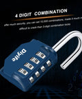 4 Digit Outdoor Waterproof Padlock, No Key Needed, Heavy Duty Combination Lock in dark blue with shackle open