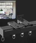 Heavy Duty Ceiling Curtain Track System with Aluminum Alloy Sliding Rails for Room Divider and Space Separation Wall and Ceiling Mounted with Silent Pulley Black Finish for Heavy Curtains