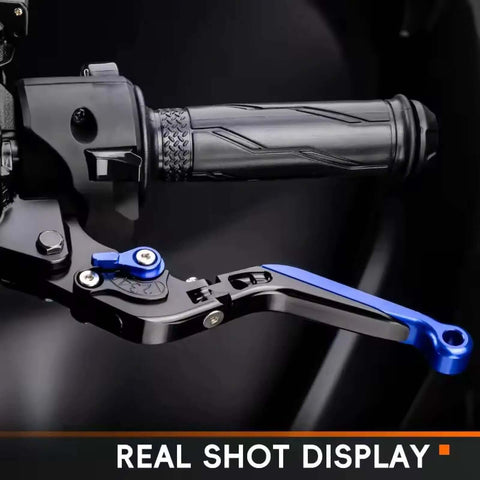 Top Notch Cnc Motorcycle Brake And Clutch Lever Kit For Yamaha Fazer 700 Fzx700 With Grips Handlebar Controls Installed Ready To Ride Smooth And Safe Today, black blue lever close-up