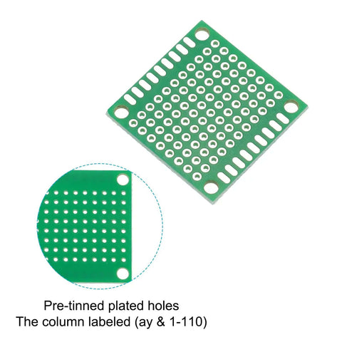 Five Pack 1.2 Inch Square Single Sided PCB Boards Green For DIY Electronics Prototyping Soldering Breadboard Projects 0.1 Inch 2.54mm Pitch FR4 Solderable Circuit Boards
