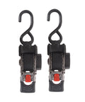 One Inch By Six Foot Bolt-On Retractable Ratcheting Tie-Down Straps With Quick Release No-Tangle Stainless Steel Auto Retract Marine Reel Transom Tie-Down Straps And S Hook For Motorcycles Boats And Trailers Pair shown with S hooks