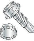 Self Drilling Steel Screw With Zinc Plated Finish, Serrated Hex Washer Head, Slotted Drive, 5/16-18 Thread Size, 3/4 Inch Length