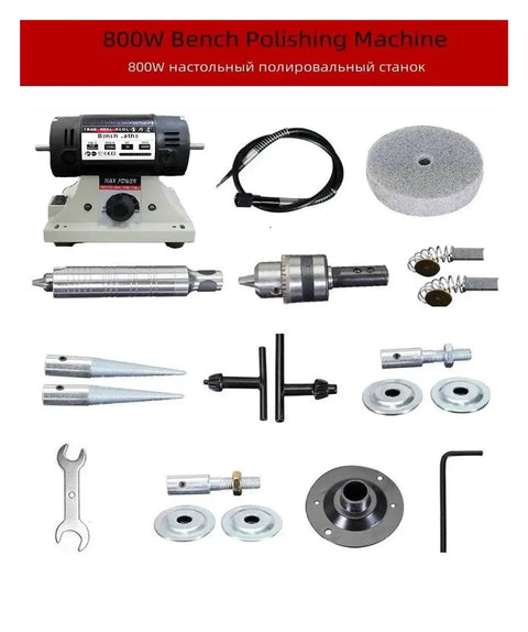 Rugged 800W Bench Grinder With Hella Strong Variable Speed Motor And Slick Flexible Shaft Handle for jewelry polishing parts.