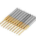 End Mill Router Bit Set Ten Pack 1.5mm Tungsten Coated Carbide CNC Engraving Bits Workhorse One Eighth Inch Shank For PCB Engraving Plastic Copper
