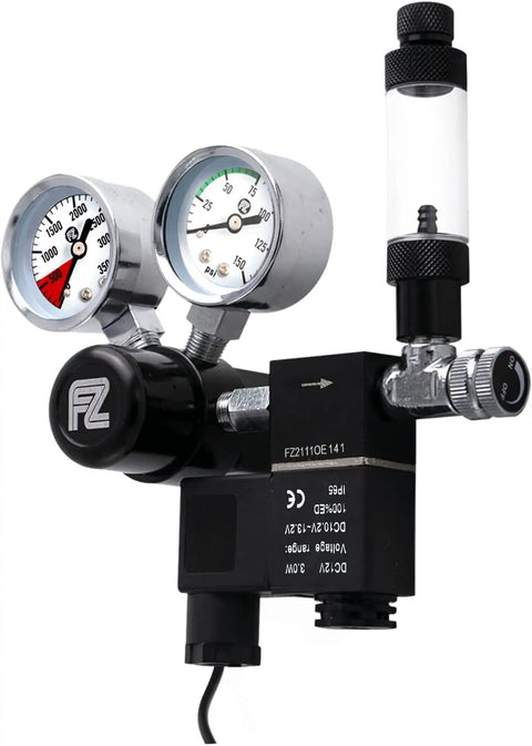CO2 Regulator For Aquarium With DC Solenoid Bubble Counter And Check Valve Side Open Cylinder CGA320 DIY Plant Growth Setup