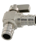 Close-up of Ten Pack PEX A Expansion F1960 Half Inch Angle Valve Kit, PEX A Angle Ball Valve, Full Port Brass, compatible with all PEX tubing.