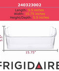 Door Bin For Refrigerator 20 Inch Clear Plastic Replacement Part 240323002 OEM Authorized Fits Various Refrigerator Models Cantilever Shelves Dock Into Back Slot