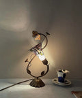 Butterfly Lily Flower Tiffany Style Stained Glass Accent Table Lamp Night Light For Living Room Bedroom Bedside 17 Inch Tall