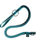 Quick Cinch Chainsaw Lanyard With Double End Attachments 60 Inch Reach teal and black with storage ring and clip on harness