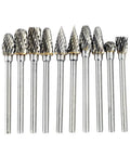 Top Shelf Ten Pack Tungsten Carbide Rotary Burrs Compatible With Dremel Rotary Tools Boss Level Milling Cutters for precision engraving.