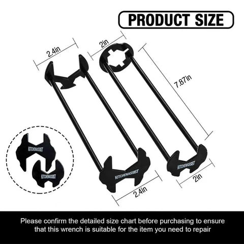 Two Pack Basin Wrench Set For Tight Spaces Universal Faucet Nut Tool with size dimensions showing 7.87in lengths.
