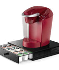 36 Pod Coffee Pod Organizer K Cup Holder Drawer For Keurig And Dolce Gusto Capsules with coffee machine on top