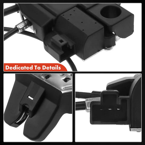 Close-up of trunk latch actuator with lock cable for Lexus IS sedans and convertibles, showcasing details and connector parts.
