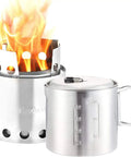 Lite Pot 900 Wood Burning Camp Stove Set With 900 Milliliter Pot, Portable Backpacking Go-To Stove for 1-2 People, 304 Stainless Steel