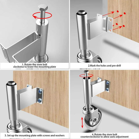 Installation steps for Spring Loaded Gate Casters 4 Inch Heavy Duty Gate Caster Wheels With Hardware.
