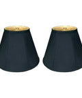 Deep Empire Basic Lamp Shade 6x12x9.25 Black With Gold Dope Look, 2-Pack, Silk-Type Shantung Fabric, Off-White Softback Lining